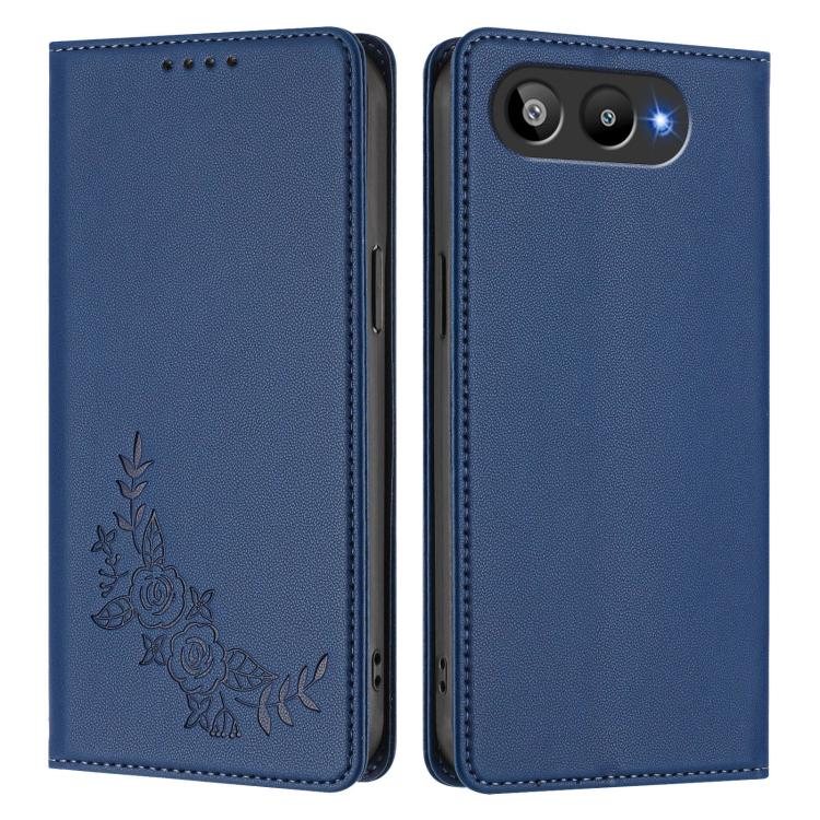 For BLU G95 Peony Embossed Magnetic RFID Vegan Leather Phone Case