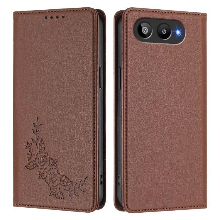For BLU G95 Peony Embossed Magnetic RFID Vegan Leather Phone Case