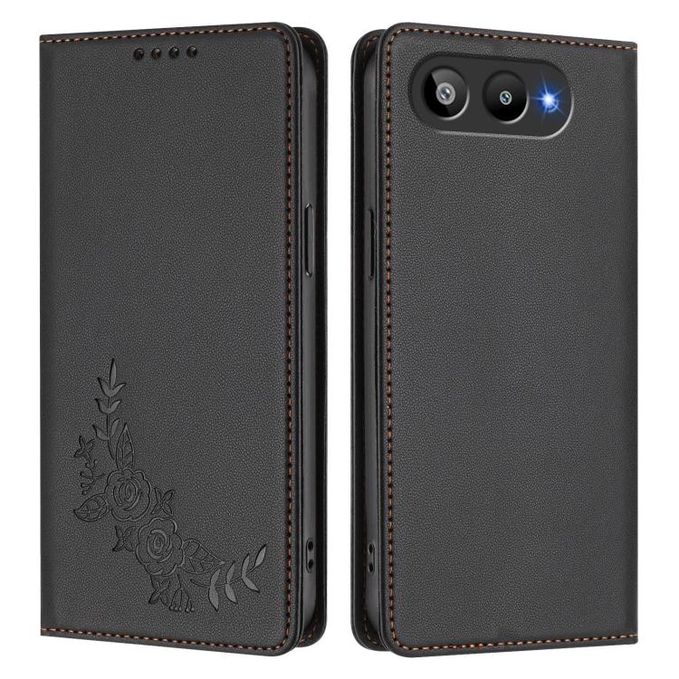 For BLU G95 Peony Embossed Magnetic RFID Vegan Leather Phone Case