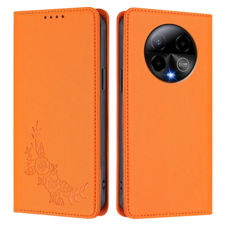 For BLU Bold K50 Peony Embossed Magnetic RFID Vegan Leather Phone Case