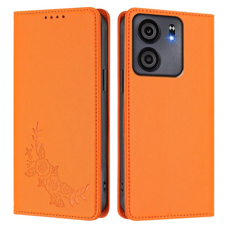For BLU View 5 Peony Embossed Magnetic RFID Vegan Leather Phone Case