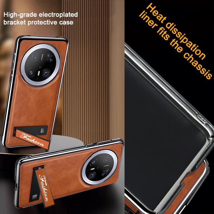 For Huawei Mate 70 Pro Fashion Electroplated Fold Holder Shockproof Phone Case