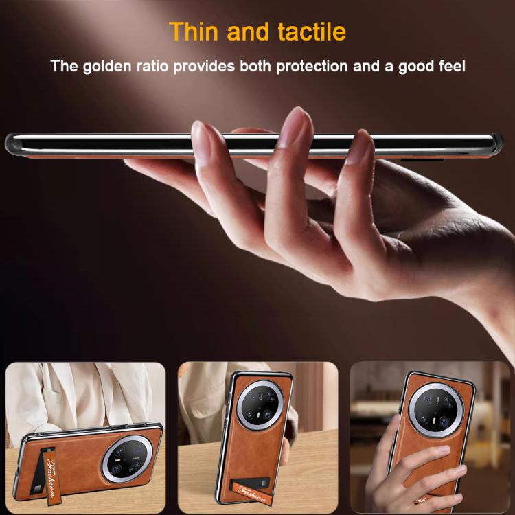 For Huawei Mate 70 Pro Fashion Electroplated Fold Holder Shockproof Phone Case