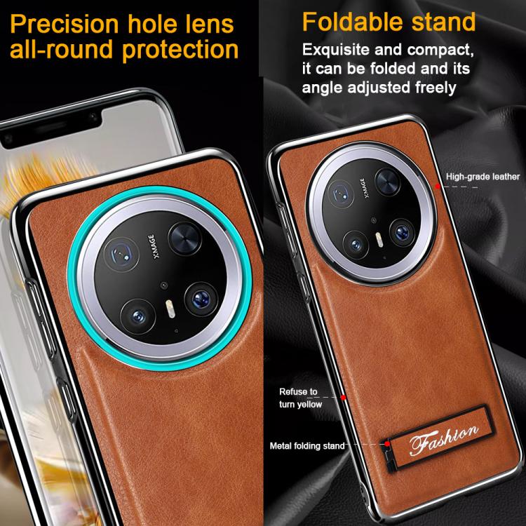 For Huawei Mate 70 Pro Fashion Electroplated Fold Holder Shockproof Phone Case