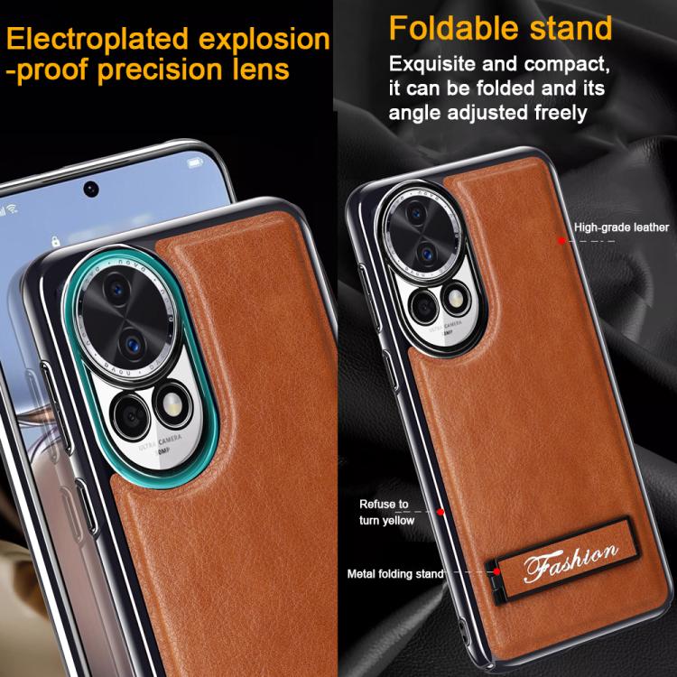 For Huawei Nova 12 Fashion Electroplated Fold Holder Shockproof Phone Case