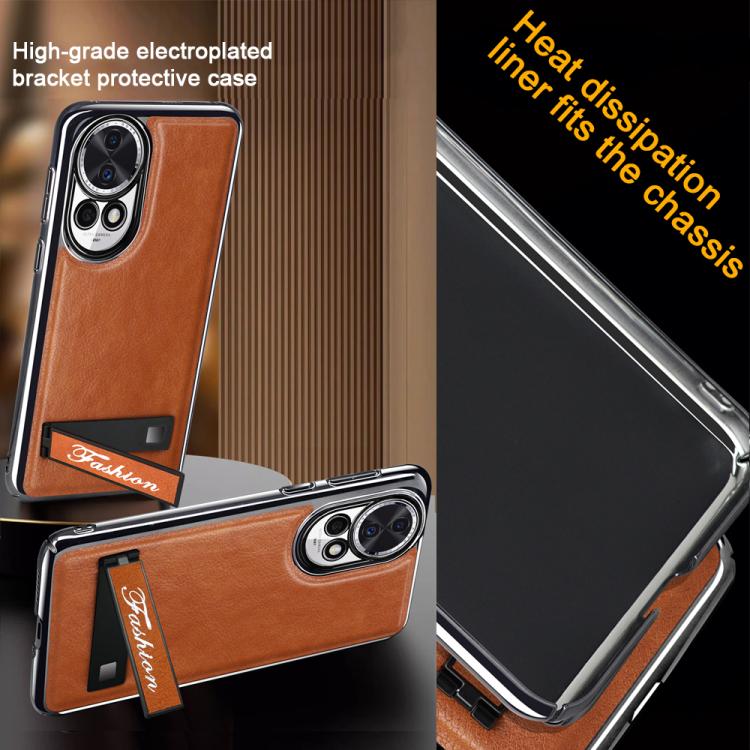 For Huawei Nova 12 Fashion Electroplated Fold Holder Shockproof Phone Case