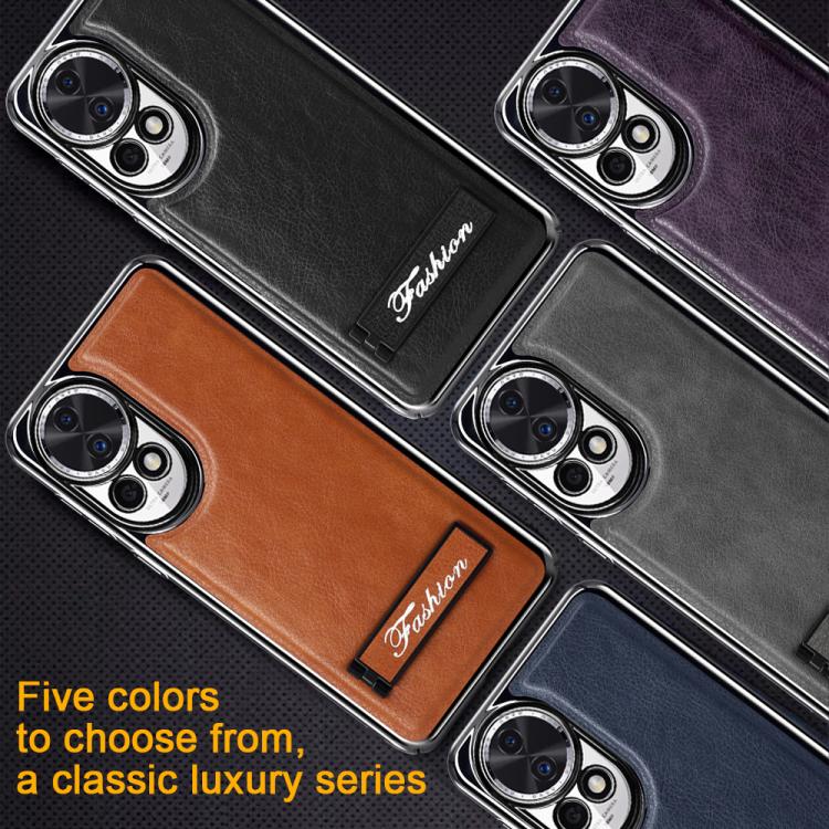 For Huawei Nova 12 Fashion Electroplated Fold Holder Shockproof Phone Case
