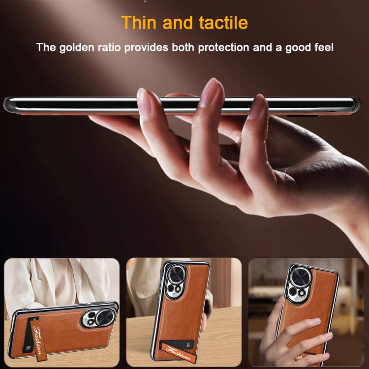 For Huawei Nova 12 Pro Fashion Electroplated Fold Holder Shockproof Phone Case