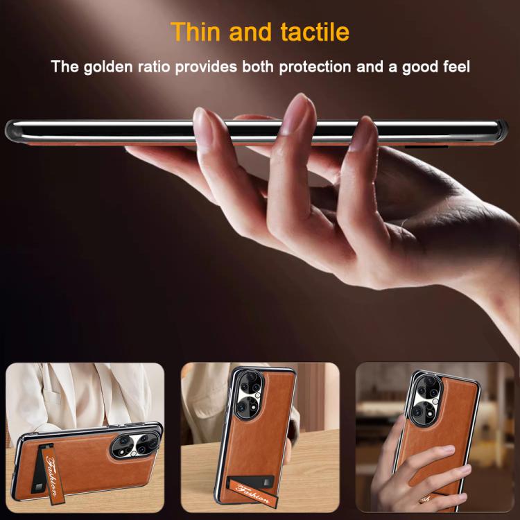For Huawei P50 Fashion Electroplated Fold Holder Shockproof Phone Case