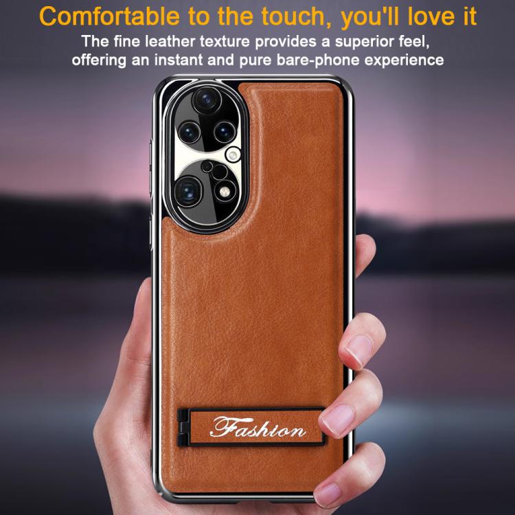 For Huawei P50 Fashion Electroplated Fold Holder Shockproof Phone Case