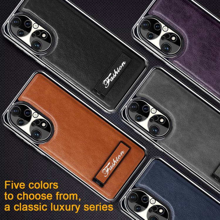 For Huawei P50 Fashion Electroplated Fold Holder Shockproof Phone Case