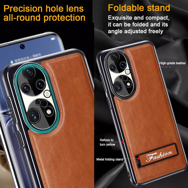 For Huawei P50 Pro Fashion Electroplated Fold Holder Shockproof Phone Case