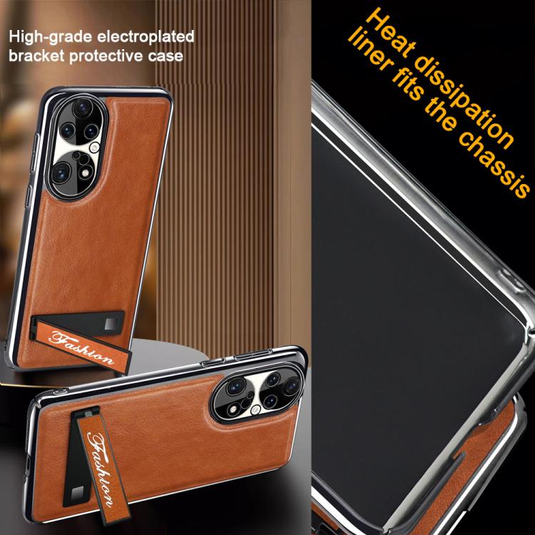 For Huawei P50 Pro Fashion Electroplated Fold Holder Shockproof Phone Case
