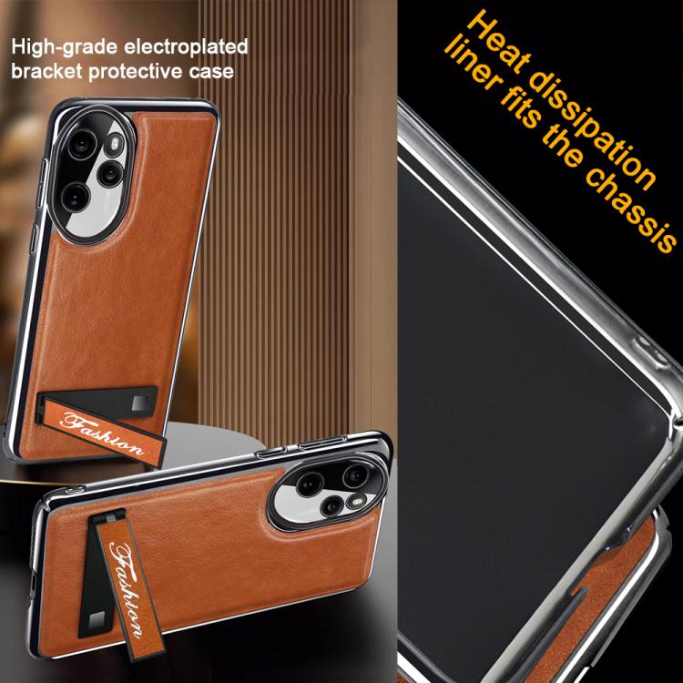 For Honor 90 Pro Fashion Electroplated Fold Holder Shockproof Phone Case