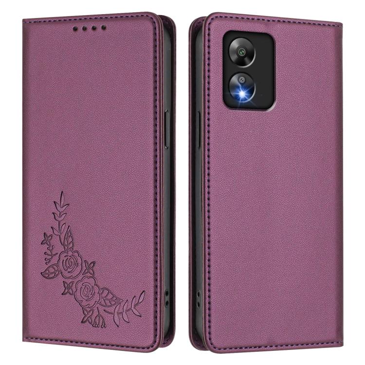 For Boost MobIle Celero 5G SC Peony Embossed Magnetic RFID Vegan Leather Phone Case