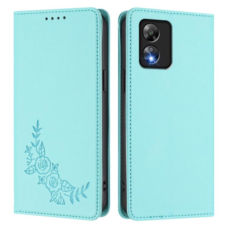 For Boost MobIle Celero 5G SC Peony Embossed Magnetic RFID Vegan Leather Phone Case
