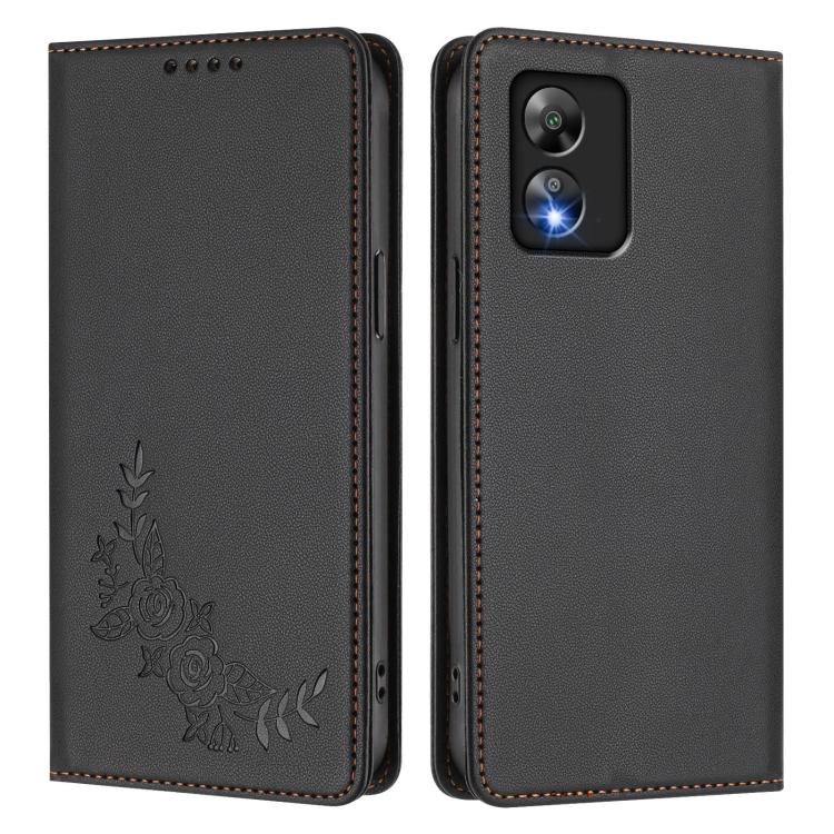 For Boost MobIle Celero 5G SC Peony Embossed Magnetic RFID Vegan Leather Phone Case