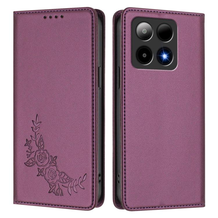 For Boost Summit5 Peony Embossed Magnetic RFID Vegan Leather Phone Case