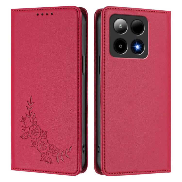 For Boost Summit5 Peony Embossed Magnetic RFID Vegan Leather Phone Case