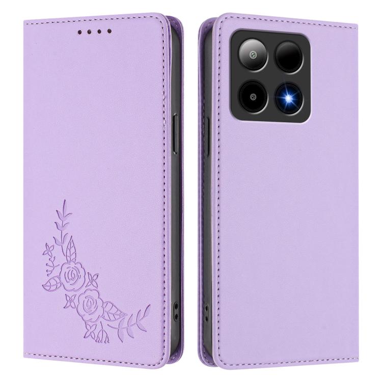 For Boost Summit5 Peony Embossed Magnetic RFID Vegan Leather Phone Case