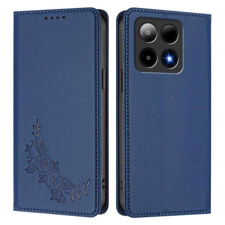 For Boost Summit5 Peony Embossed Magnetic RFID Vegan Leather Phone Case