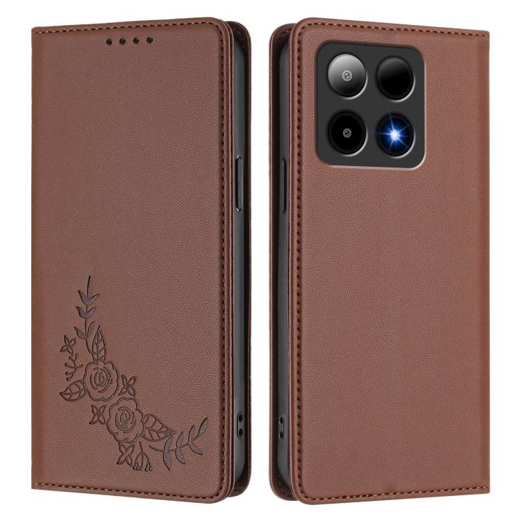 For Boost Summit5 Peony Embossed Magnetic RFID Vegan Leather Phone Case