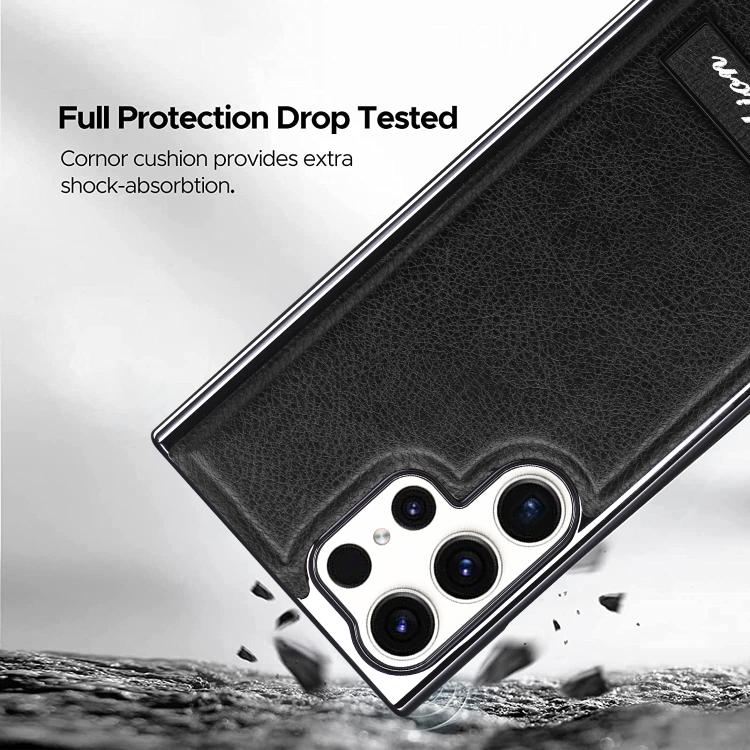 For Samsung Galaxy S22 Ultra 5G Fashion Electroplated Fold Holder Shockproof Phone Case
