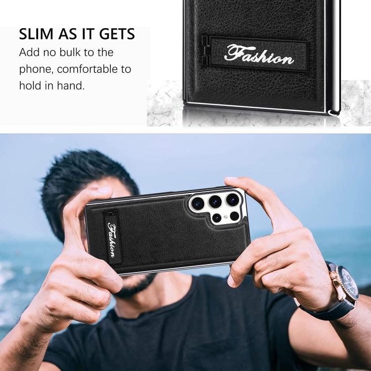For Samsung Galaxy S24 Ultra 5G Fashion Electroplated Fold Holder Shockproof Phone Case