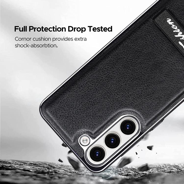 For Samsung Galaxy S22 5G Fashion Electroplated Fold Holder Shockproof Phone Case