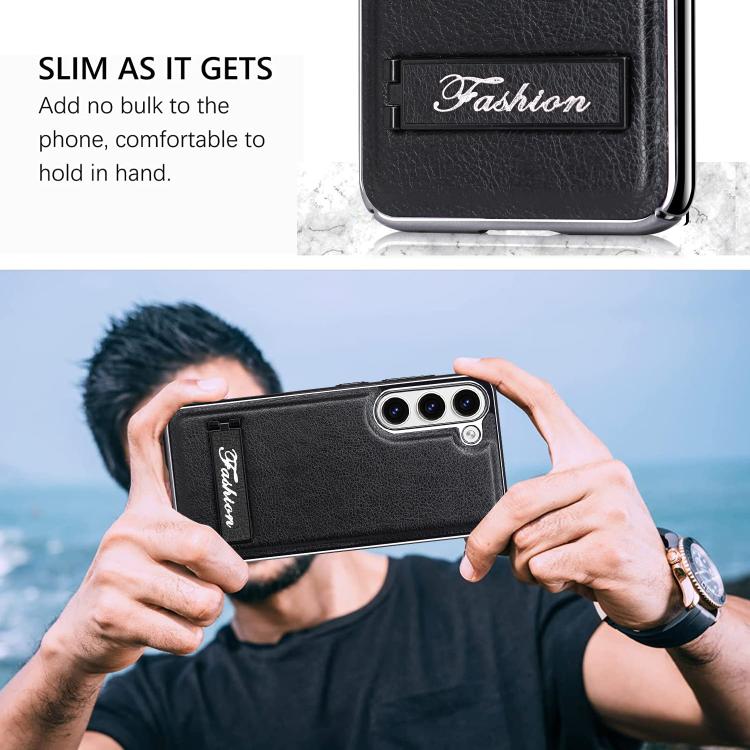 For Samsung Galaxy S22 5G Fashion Electroplated Fold Holder Shockproof Phone Case