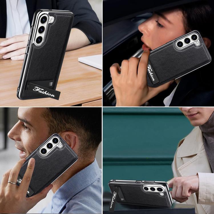 For Samsung Galaxy S22 5G Fashion Electroplated Fold Holder Shockproof Phone Case