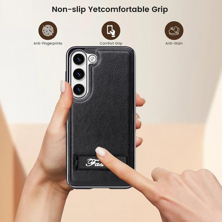For Samsung Galaxy S23 5G Fashion Electroplated Fold Holder Shockproof Phone Case