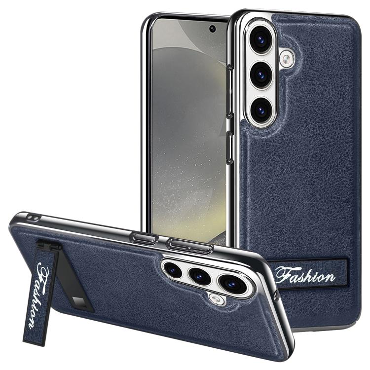 For Samsung Galaxy S24 5G Fashion Electroplated Fold Holder Shockproof Phone Case