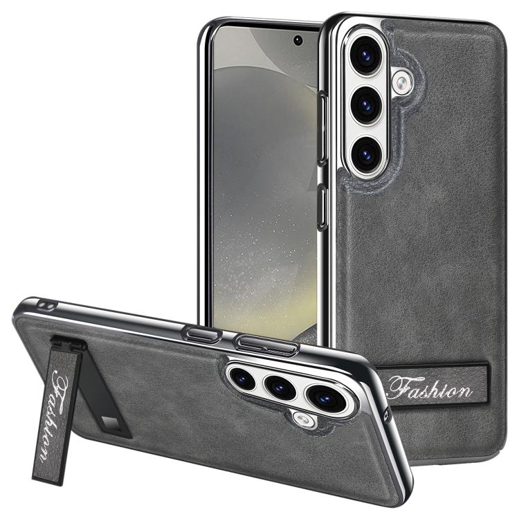 For Samsung Galaxy S24 5G Fashion Electroplated Fold Holder Shockproof Phone Case