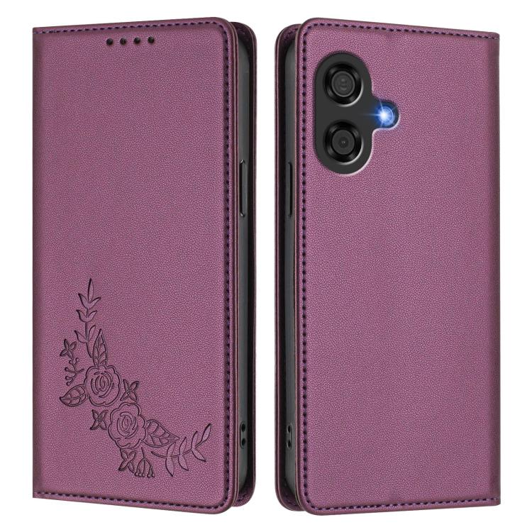For Coolpad 40i Peony Embossed Magnetic RFID Vegan Leather Phone Case
