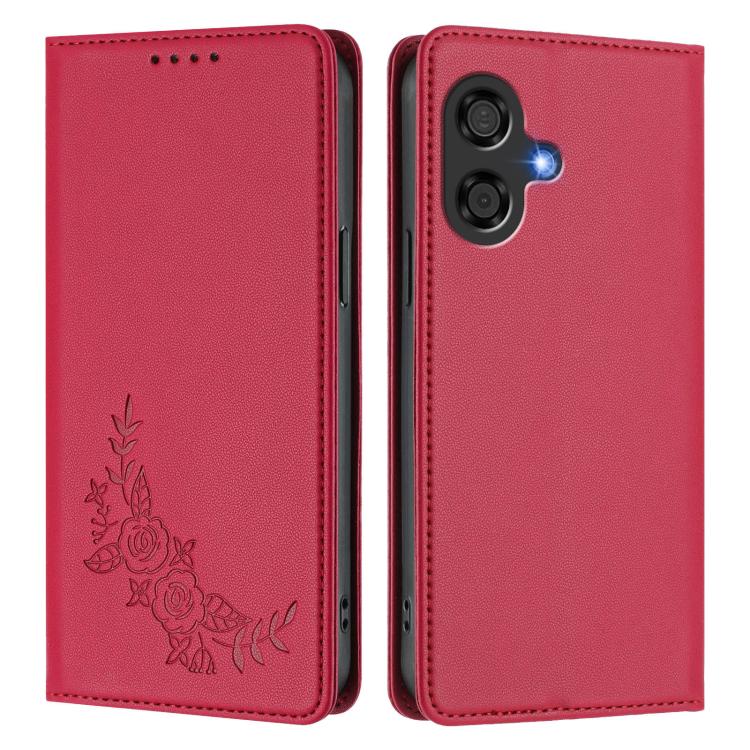 For Coolpad 40i Peony Embossed Magnetic RFID Vegan Leather Phone Case