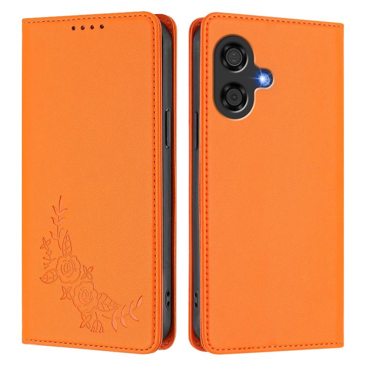 For Coolpad 40i Peony Embossed Magnetic RFID Vegan Leather Phone Case