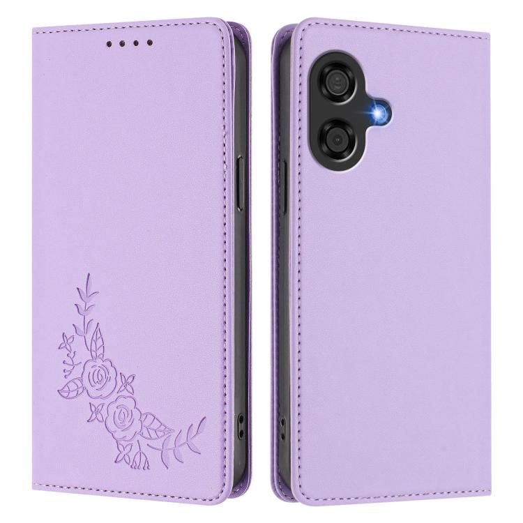 For Coolpad 40i Peony Embossed Magnetic RFID Vegan Leather Phone Case