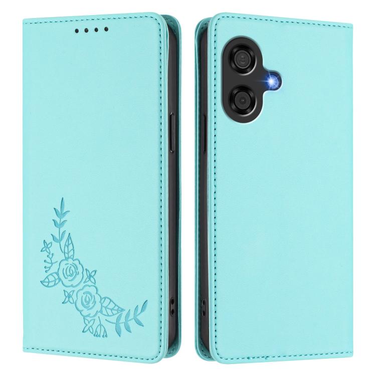 For Coolpad 40i Peony Embossed Magnetic RFID Vegan Leather Phone Case