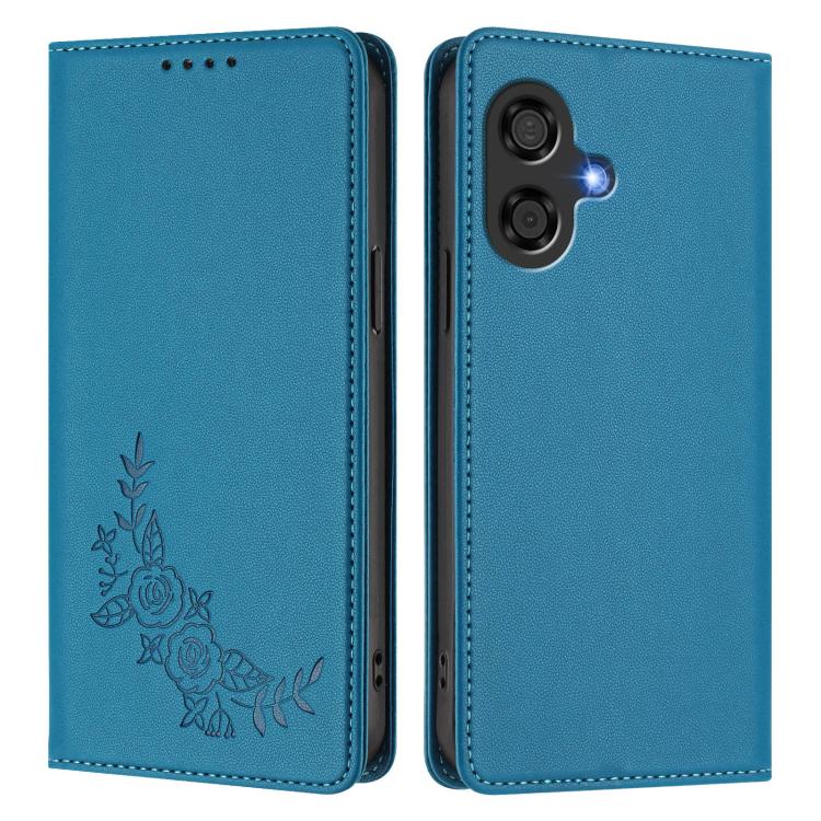 For Coolpad 40i Peony Embossed Magnetic RFID Vegan Leather Phone Case