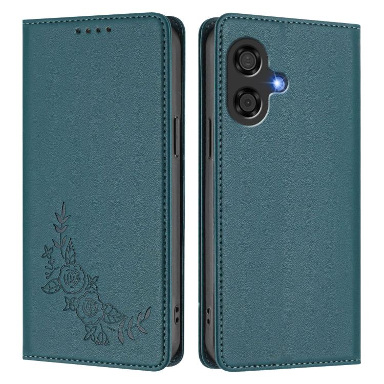 For Coolpad 40i Peony Embossed Magnetic RFID Vegan Leather Phone Case