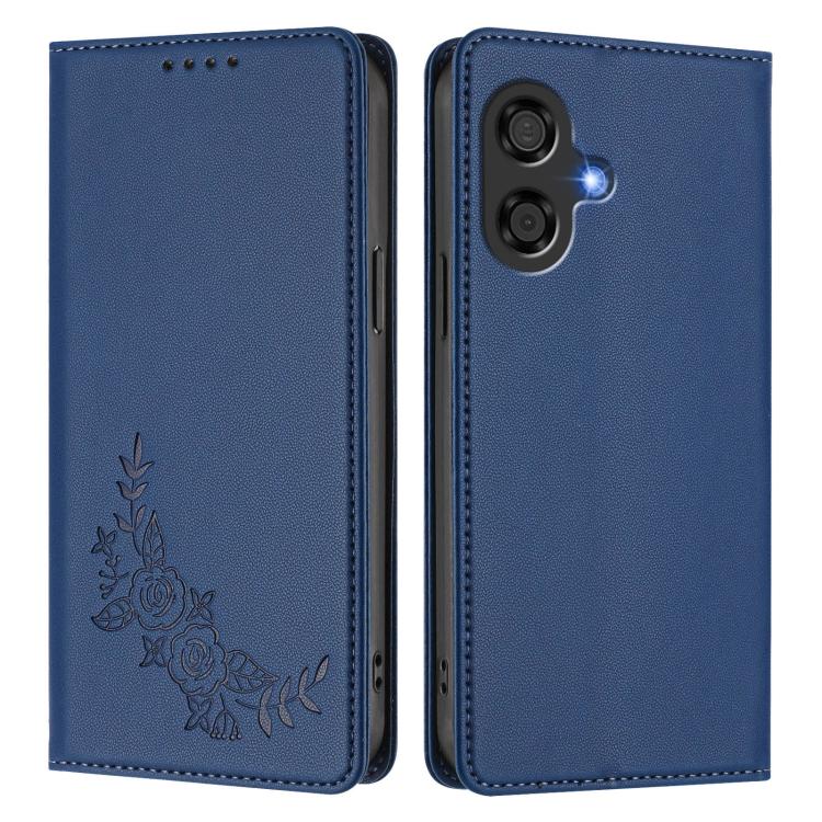 For Coolpad 40i Peony Embossed Magnetic RFID Vegan Leather Phone Case