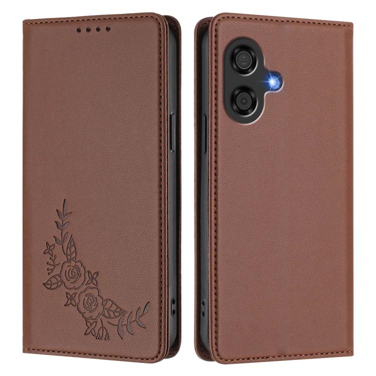 For Coolpad 40i Peony Embossed Magnetic RFID Vegan Leather Phone Case