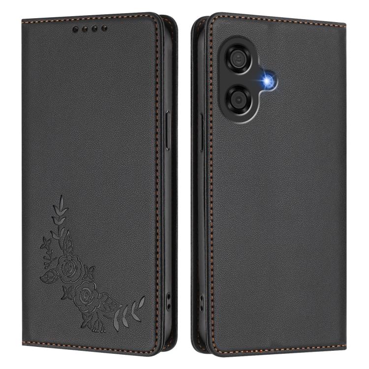 For Coolpad 40i Peony Embossed Magnetic RFID Vegan Leather Phone Case