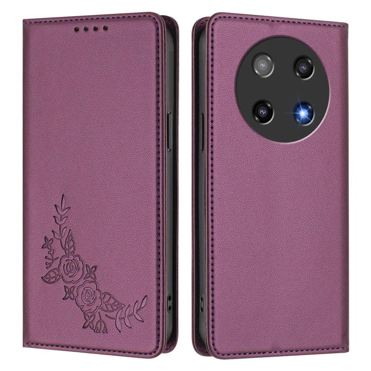 For Coolpad C16 Peony Embossed Magnetic RFID Vegan Leather Phone Case