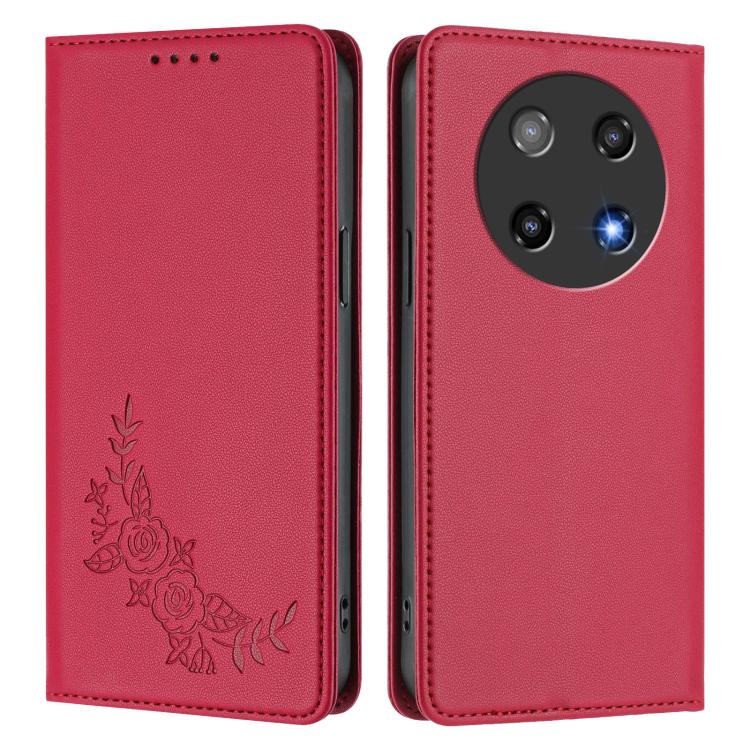 For Coolpad C16 Peony Embossed Magnetic RFID Vegan Leather Phone Case