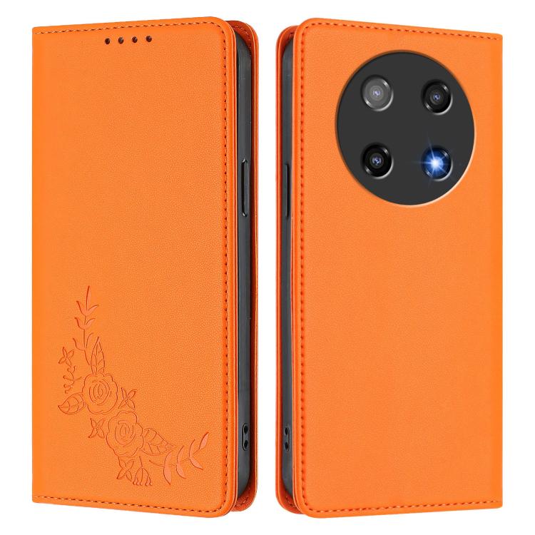 For Coolpad C16 Peony Embossed Magnetic RFID Vegan Leather Phone Case