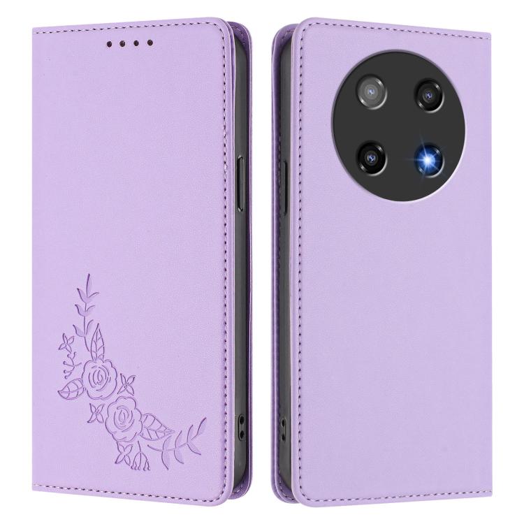 For Coolpad C16 Peony Embossed Magnetic RFID Vegan Leather Phone Case
