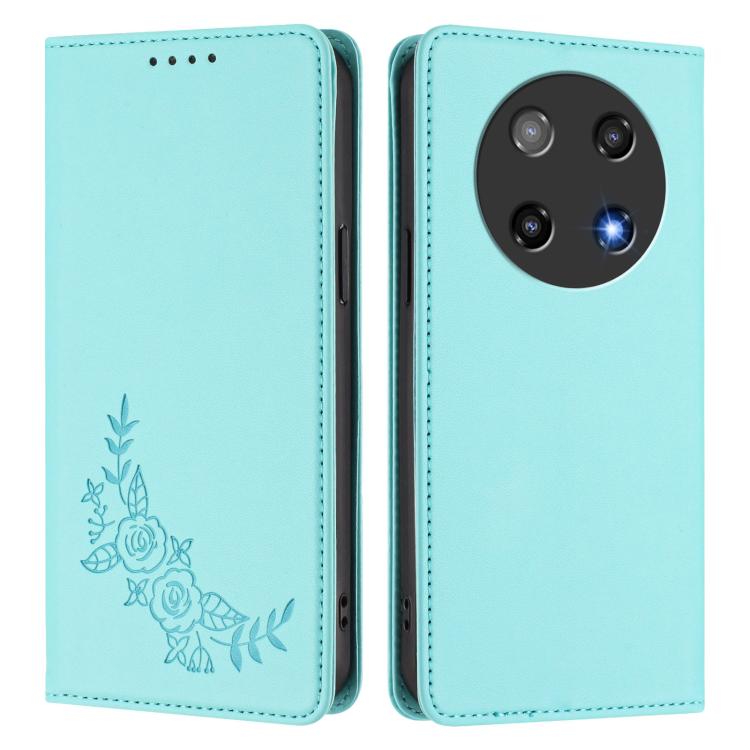 For Coolpad C16 Peony Embossed Magnetic RFID Vegan Leather Phone Case