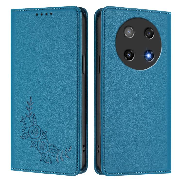 For Coolpad C16 Peony Embossed Magnetic RFID Vegan Leather Phone Case